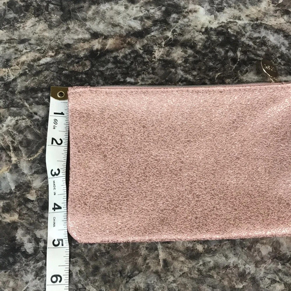 Ipsy Glam Zippered Cosmetic Make Up Pouch for Travel Textured Pink